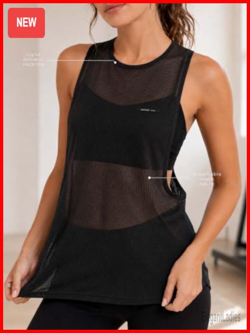 Mesh Workout Tank Top Sheer Racerback Open Side - Picture 2 of 5